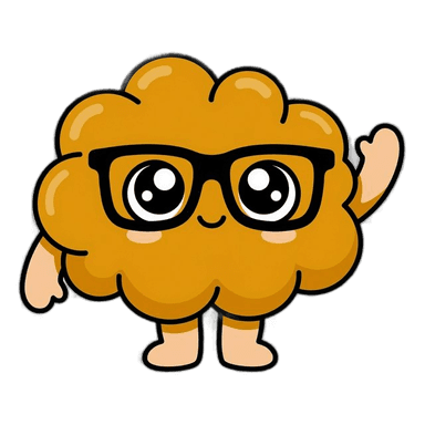Nerdy the brain mascot waving hello